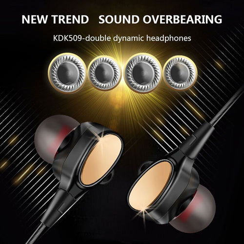 Quad-core double moving circle Earphone wired Headset